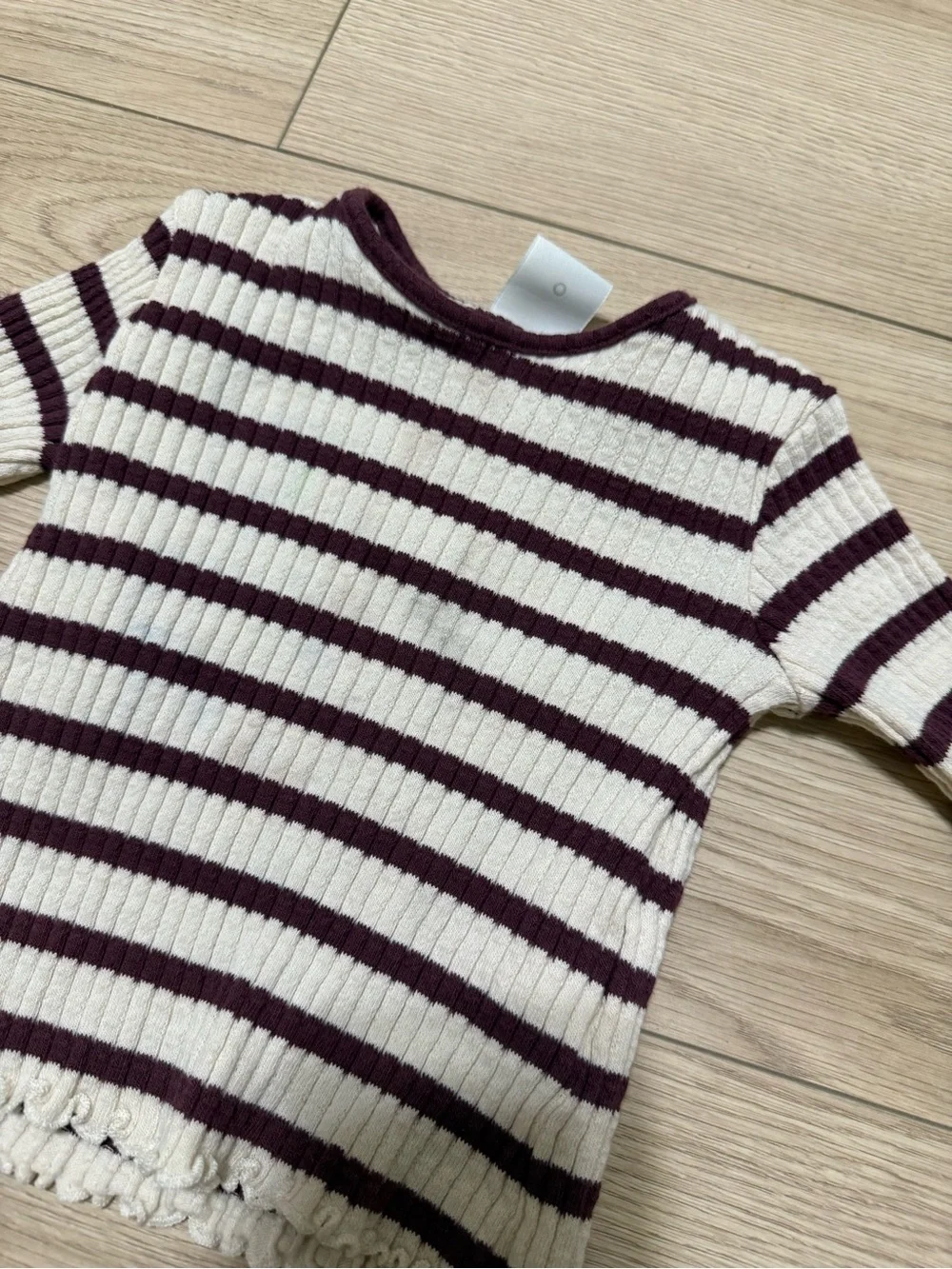 Zara Burgundy and White Ribbed Striped toddler girl set
